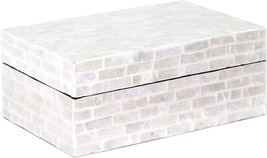 Mother Of Pearl Jewelry Boxes W Lids Rectangular Keepsake Treasure, White Sand - $42.95