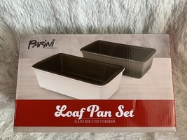 New Parini Dual Cookware Glazed Non-Stick Stoneware 2 Loaf Pan Set Baking. (F9) - £17.96 GBP