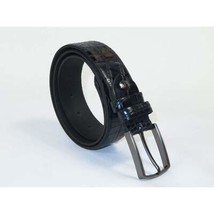 Men's Belt By PICCODER Turkey Genuine Leather Embossed Crocodile 8100 Navy image 2
