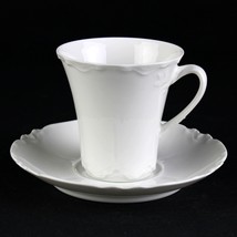 Haviland Limoges Ranson All White Chocolate Cup &amp; Saucer Set, Antique Flared Rim - £19.75 GBP