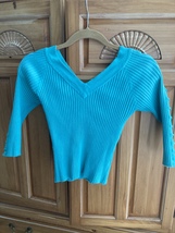 Cool Line Ltd Turquoise Color Knit Top Juniors size Large Arm Detail - $24.99