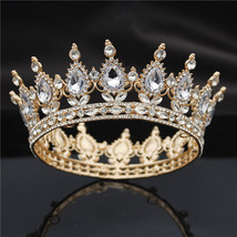 Bridal Crown  Crystal Tiaras and Crowns Royal Queen King Diadem Bride Wedding Ha - £23.47 GBP