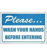 Please Wash Hands Novelty Metal Large Parking Sign - £19.94 GBP