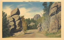 Linen Postcard SD C959 The Judge and Convict Custer State Park Black Hills - £6.63 GBP