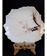 HAND PAINTED JAPANESE Porcelain Leaf Saucer CHERRY BLOSSOM Print NIPPON? - $9.45 CAD