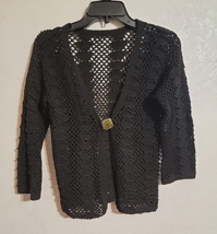 Open Knit Single Button Open Front Sweater Cardigan Black NO SIZE OR MAT... - £9.86 GBP