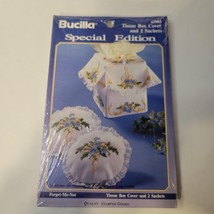 Bucilla Stamped Embroidery Forget-Me-Not Tissue Box Cover &amp; 2 Sachets Kit #63985 - £6.18 GBP