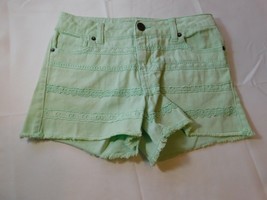 Cherokee Girls Youth L 10/12 Light Green Jean Denim Shorts 2.5&quot; inseam P... - $15.43