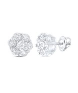 Sterling Silver 1/20ct Round Diamond Cluster Earrings - $201.46 CAD