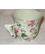 Baum Bros-Victorian Rose Chintz-Demitasse Cup- Butterfly Handle-Czechoslovakia - $7.00