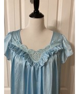 Cozee Corner Blue Silky Lingerie Nightgown Women&#39;s Sz XL Nightdress Slee... - £16.68 GBP