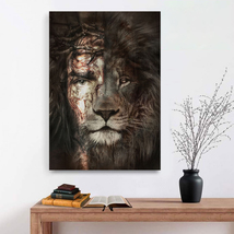 Jesus and Lion Canvas Wall Art Gift for Jesus Christ Canvas Wall Art Poster - £18.24 GBP+