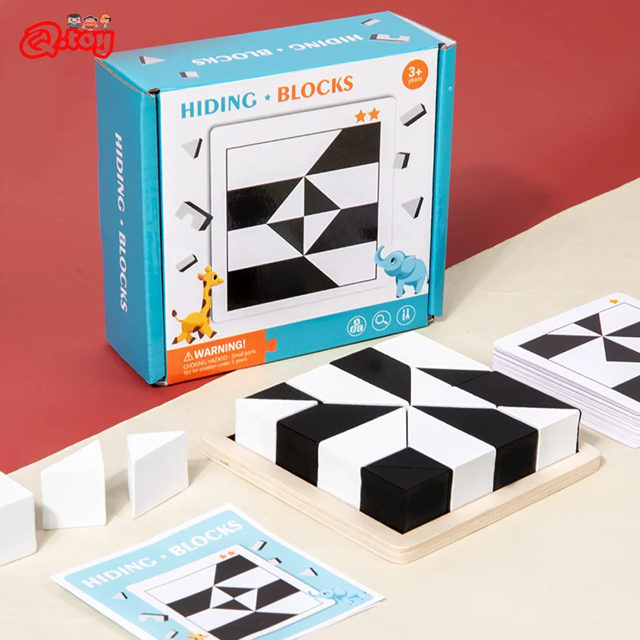 Wooden IQ Toy Children Educational Hiding Blocks Logic Thinking Training Puzzles - £14.12 GBP