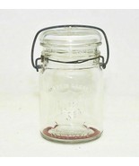 Vintage Perfect Seal Pint Clear Glass Mason Jar Canada with Glass Cover ... - £6.33 GBP