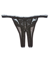 Scalloped Embroidery Crotchless Panty Black O/s - £9.35 GBP