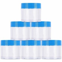 (6 Pcs) 30G/30Ml Round Clear Plastic Refillable Jars With Blue Lids - £11.35 GBP