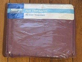 Home Essentials Plum Wine 120 Thread TC Full Size Flat Sheet New, Vintage - $17.81