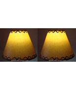 2 Pack Rustic Cabin Cottage Table Light LAMP SHADE &quot;Clip-On&quot; Bulb 9&quot; Lac... - $61.74