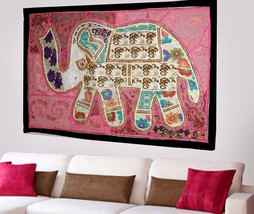 Indian Vintage Cotton Wall Tapestry Ethnic Elephant Hanging Decor Hippie X89 - £19.18 GBP