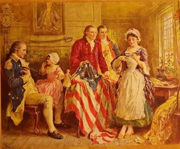 Vintage George Washington with Betsy Ross Making Flag of the United States 1950s - £15.85 GBP