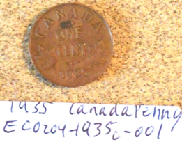 1935 Canada Penny Rim Die Crack Error; Vintage Old Coin Foreign Money - £14.90 GBP