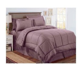 Embossed Stripe 8-pc. Comforter Set Purple Queen 100% Polyester - £83.52 GBP
