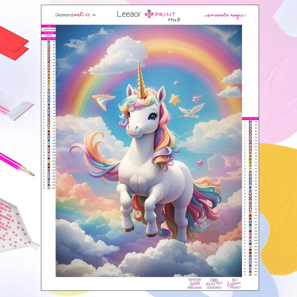 Cartoon Animal Diamond Painting Kits Rainbow Unicorn Series Rhinestone Cross - £6.28 GBP+