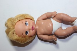 Mattel Baby Doll for Doll house Blonde hair pink Bows, no cloths 4.5&quot; tall - $11.83