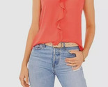 $69 Vince Camuto Women&#39;s Red Ruffle Georgette Blouse Top Size Small V-Neck - £18.29 GBP