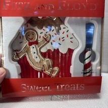 Fitz and Floyd New in Box Sweet Treats Christmas Snack Plate with Spreader - £13.95 GBP