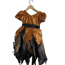 Girls Halloween Witch Costume Dress Up Size Small Orange Black  - £6.14 GBP