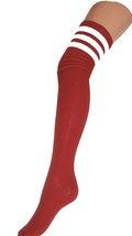 SPORTS ATHLETIC Cheerleader Thigh High Sock Tube Cotton Over Knee 3 Stri... - $8.87