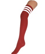 SPORTS ATHLETIC Cheerleader Thigh High Sock Tube Cotton Over Knee 3 Stri... - $168.59 MXN