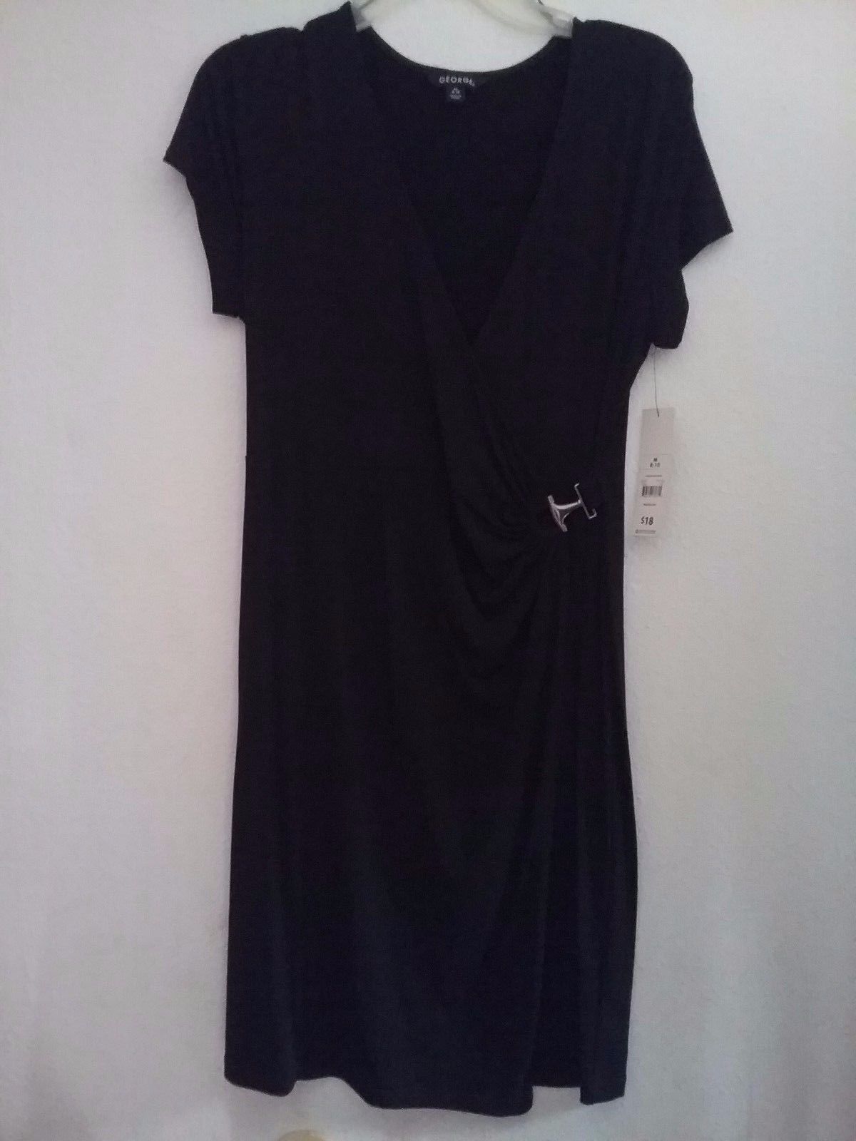 George V-Neck Buckle Dress Black Soot Knee Length Women&#39;s Size M (8-10) - $15.00