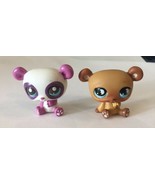 Set of 2 LITTLEST PET SHOP PANDAS Brown, White with purple LPS Toys Hasbro - $12.86