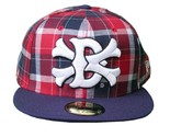 Dissizit Dx11 Bones Navy Red Plaid New Era 59FIFTY Fitted Baseball Hat C... - $20.93