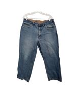 Duluth Trading Co Jeans Mens 38x27 Blue Relaxed Fit Straight Cotton Work... - $18.16