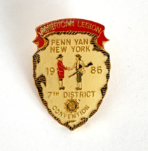 1986 Penn Yan NY American Legion 7th District Convention Medal Badge Pin 1.3&quot; - £19.48 GBP