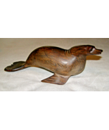 VINT. LARGE SUBLIME HAND CARVED MAHOGANY HARBOR SEAL WOOD SCULPTUR- SING... - $272.41 MXN