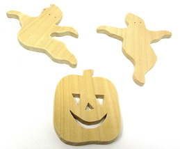 3 Halloween Wood Shapes 2 Ghosts 1 Jack O Lantern Unfinished Cut Outs US... - £7.37 GBP