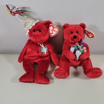 Ty Beanie Baby Birthday Plush Bears July the Birthday Teddy and Happy Bi... - $18.98