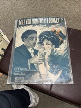 Will You Forgive If I Forget  Floyd Crews Antique 1909 Sheet music ART - £11.84 GBP