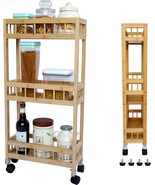Altcooking Hub Bamboo Storage Cart - 3-Tier Wood Narrow, And Living Room. - $64.94
