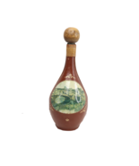 Vintage Antique Leather Wrapped Decanter Barware Watercolor Painting Motif  - $1,298.14 MXN
