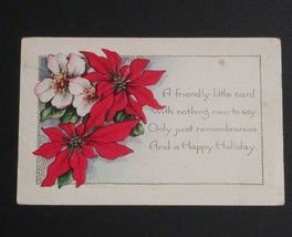 Poinsettia Christmas Holiday Embossed Whitney Made Antique Postcard c1920s - £6.32 GBP