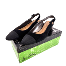 Sam Edelman Sadira Black Suede Slingback Marble Heel Shoe Women 7.5 M With Box - £30.92 GBP