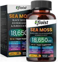 Sea Moss 6000mg Black Seed Oil 4000mg Ashwagandha 2000mg &amp; Burdock Root/... - £20.83 GBP