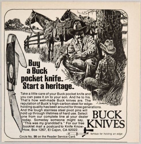 1984 Print Ad Buck Knives Pocket Knife Dad & Son Horses El Cajon,California - $14.63