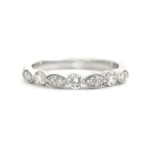Marquise Round Diamond Wedding Band Ring 18K White Gold, .35 CTW - £934.30 GBP