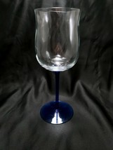 Imtrac Carousel Blue Water Wine Goblet 9" Clear Glass Swirl Optic Bowl Romania - £12.58 GBP